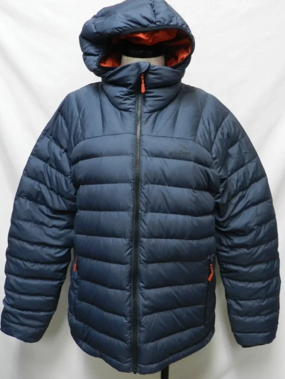 L.L. Bean Men's blue Puffer jacket coat hooded fleece lined Size Sz Large Lg L
